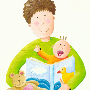 adult reading to child illustration