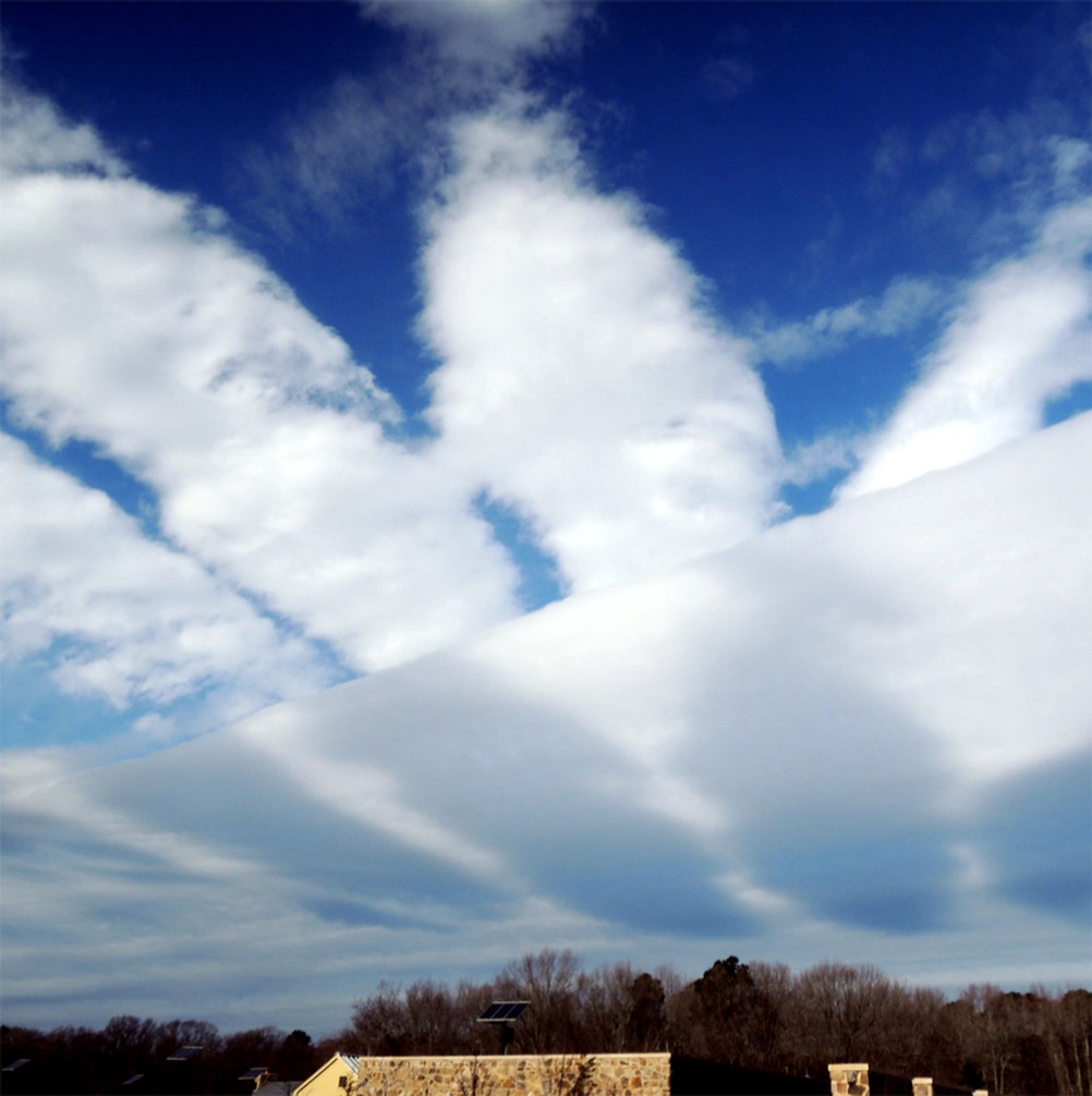 Altocumulus undulates casting shadows on Altostratus, spotted by Randolph Harris (Member 45,004) over Church Creek, Maryland and published in A Cloud A Day from the Cloud Appreciation Society.
