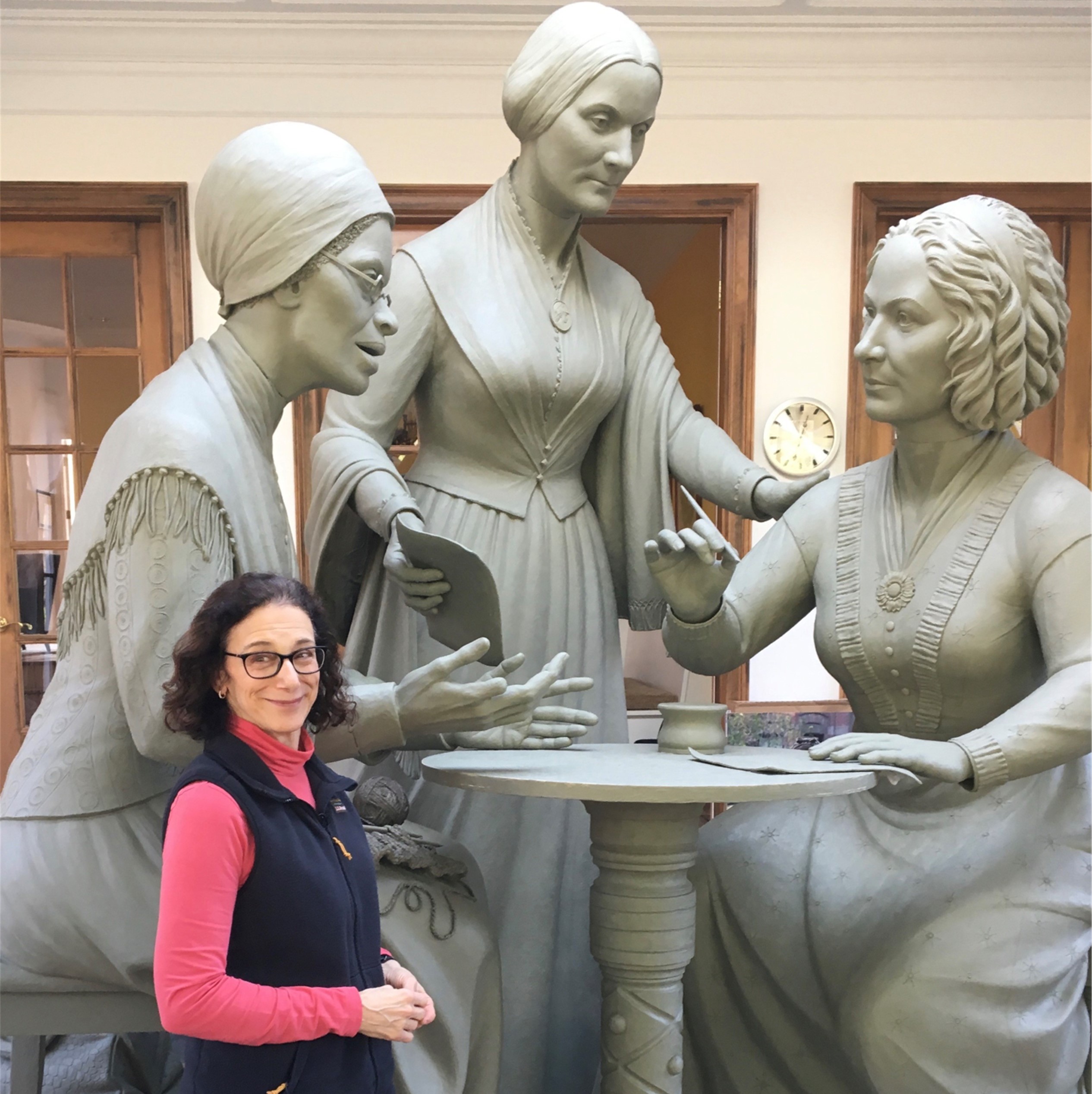 Meredith Bergmann with Women's Monument Sculpture