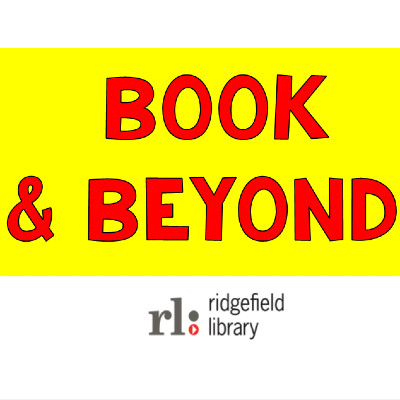 Book & beyond in red text on yellow background