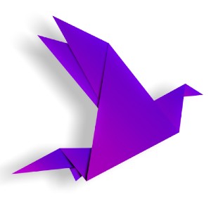 purple origami bird