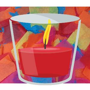 colorful decoupage candle