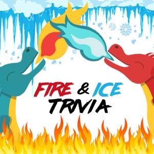 two illustrated dragons over the words "Fire and Ice"
