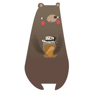 illustrated bear holding honey