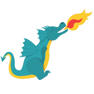 Blue fire breathing dragon