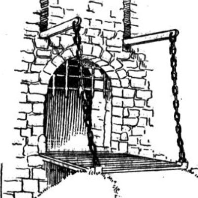 Drawing of castle drawbridge