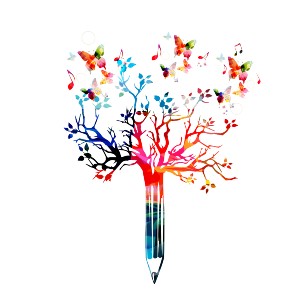 rainbow tree pencil