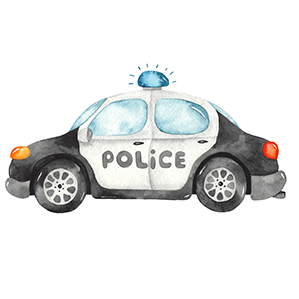 watercolor illustration of a police car