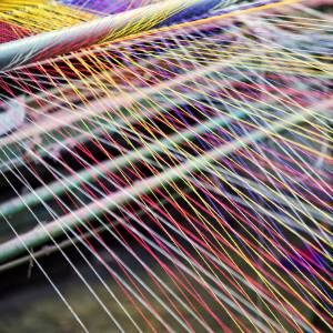 colorful yarn on a loom