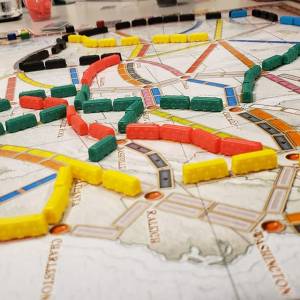 Close up of Ticket to Ride Board Game