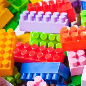 Pile of fake lego bricks