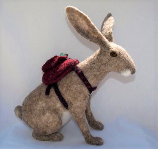 hare with backpack
