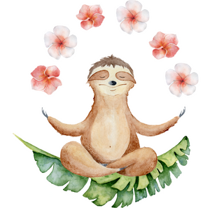 watercolor Sloth doing yoga