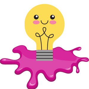 Illustration of lightbulb with smiley face in pink slime 