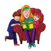 Babysitter reading to kids