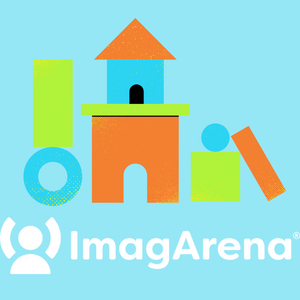 ImagArena logo and illustrated building blocks