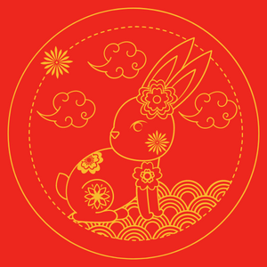 Illustration of chinese new year rabbit on red background