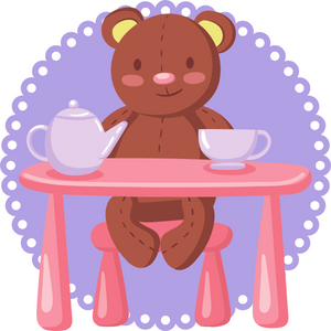 Illustrated Teddy Bear with tea set