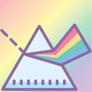 Illustrated prism with rainbows