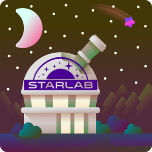 Illustrated planetarium with StarLab logo