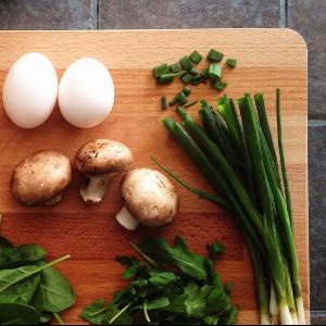 Vegetables on a wooden cutting board