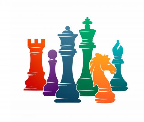 Set of colorful chess pieces