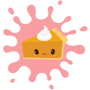 Illustrated slice of pumpkin pie on slime splat