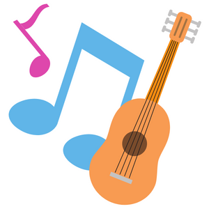 Illustration of Guitar and music notes