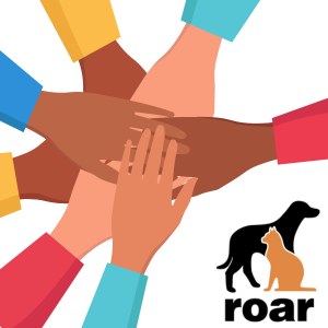 Illustration of overlapping hands with ROAR logo