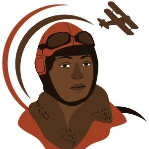 Illustration of Bessie Coleman with biplane in background