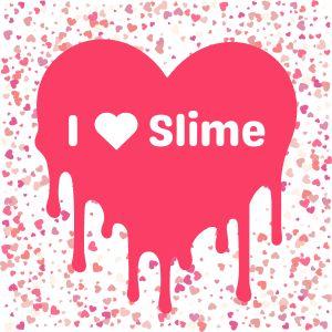 Illustration of heart dripping slime "I heart slime"