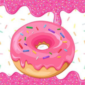 Illustration of pink doughnut with sprinkles 
