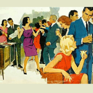 Vintage Illustration of Cocktail Party