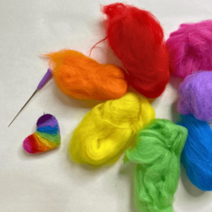 Needle Felting Supplies and Heart Project