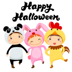 Illustration of children in halloween costumes