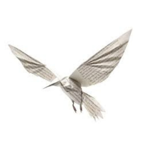 Bird made of printed pages