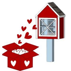 Illustration of Ruby's Pantry with box full of hearts