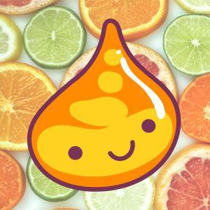 Illustration of yellow slime with happy face over citrus slices