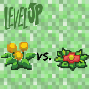 pixelated plants on green background