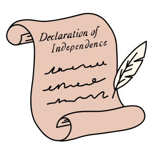 Illustration of the Declaration of Independence and Quill Pen