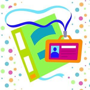 Illustrated book and library card in bright colors