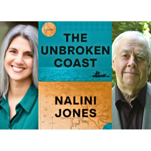 Nalini Jones and Ira Joe Fisher with book cover of The Unbroken Coast