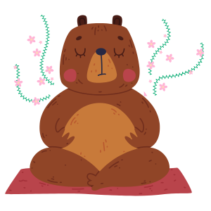 Illustration of teddy bear in yoga pose