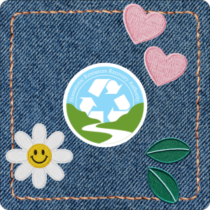 HRRA logo on denim with heart and flower patches
