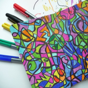 Photo of doodles with colored markers