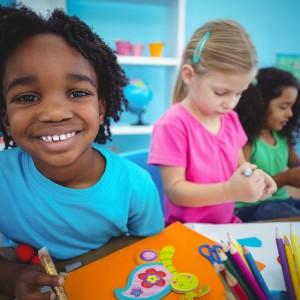 three children crafting