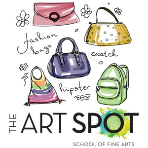 Art Spot logo with sketches of fashion bags