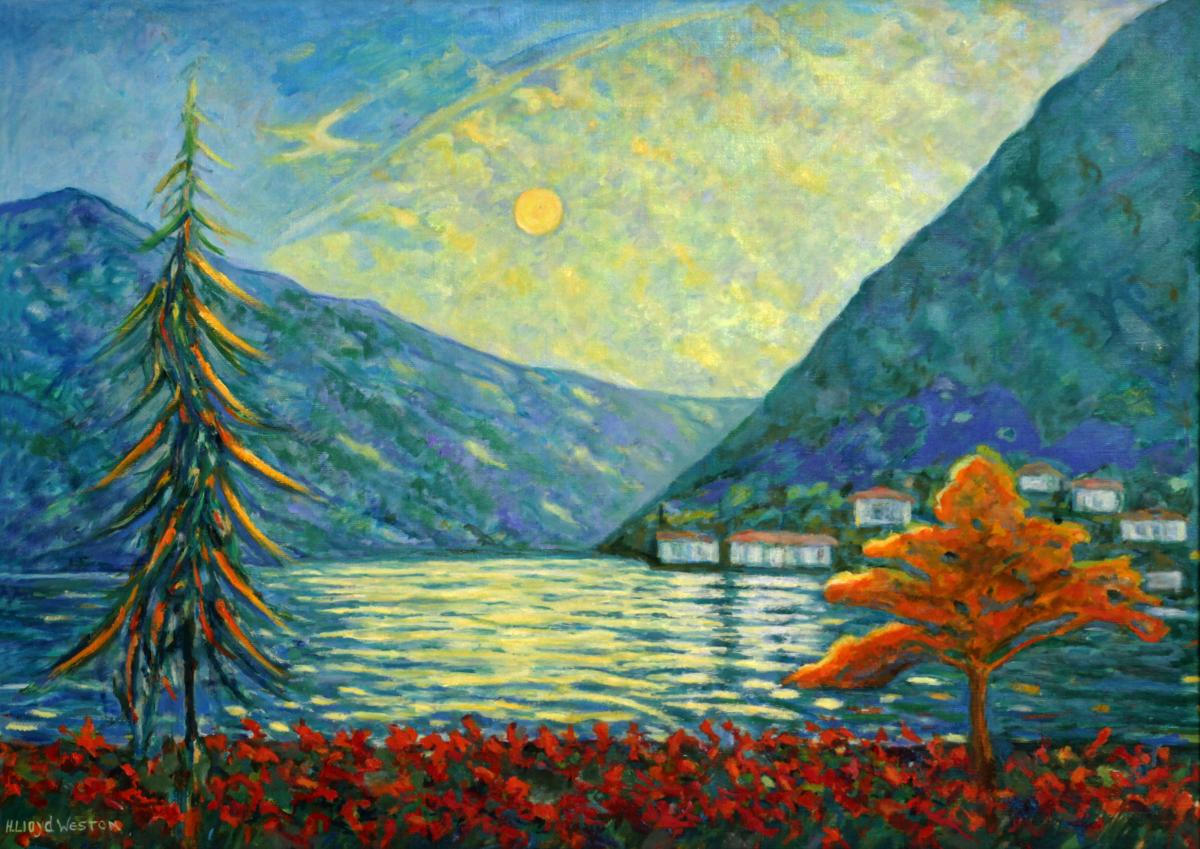 Sunrise on Lake Lugano by H. Lloyd Weston