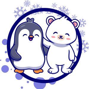 Illustration of polar bear and penguin