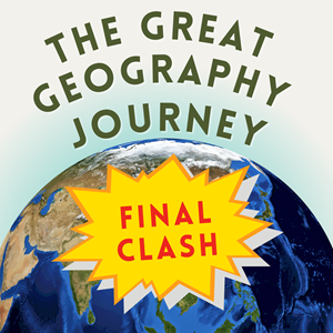 An image of the Earth, with green text above it reading, "The Great Geography Journey". 